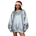 thumbnail image 2 of GaThRRgYP Plus Size Tops,Women's Solid-color fashionable casual round-neck long-sleeved pullover hoodie top Silver S, 2 of 6
