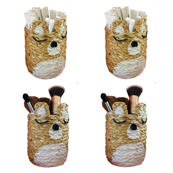 Decorative Pen Cup For Home Office Desk Organizer, Wooden Pencil Cup, Small Makeup Brush Holder