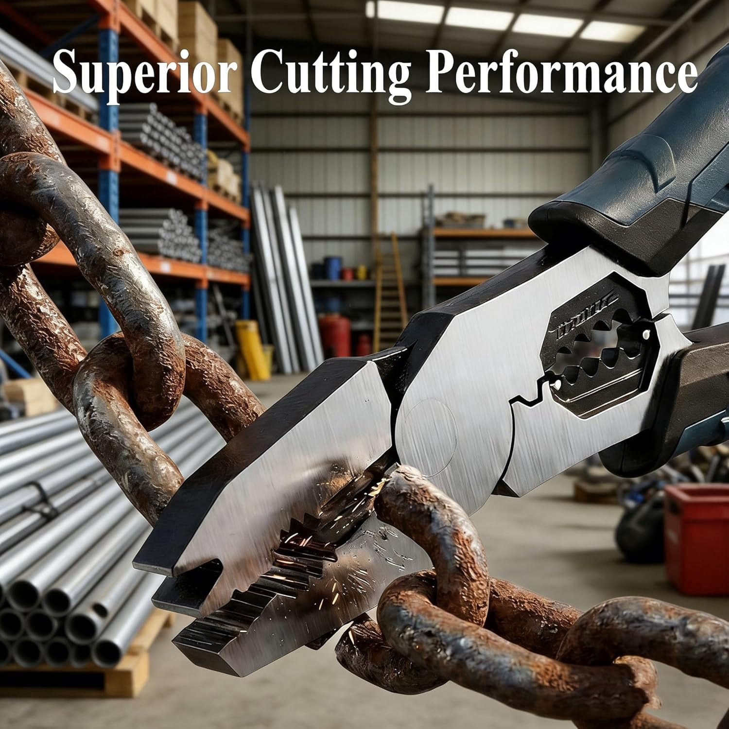 Industrial-Grade Multi-Function Cutting Pliers, 9-in-1 High-Leverage Compound Action Wire Cutter, Stripper and Crimper, Heavy Duty Cr-V Steel Tool for Electrical, Automotive or DIY (2pcs)