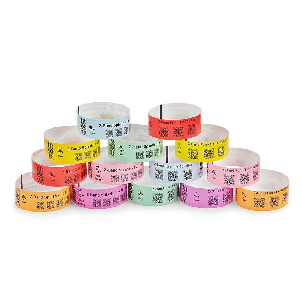 Zebra Z-Band Fun Wristbands, Pink, 1" x 10", 350 Wristbands Per Roll, 4 Rolls