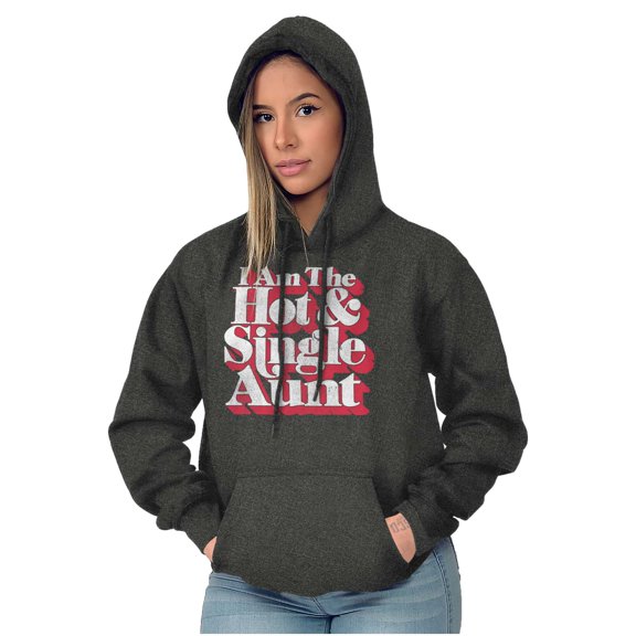 Single Cool Cute Funny Auntie Aunt Hoodie Sweatshirt Women Brisco Brands S