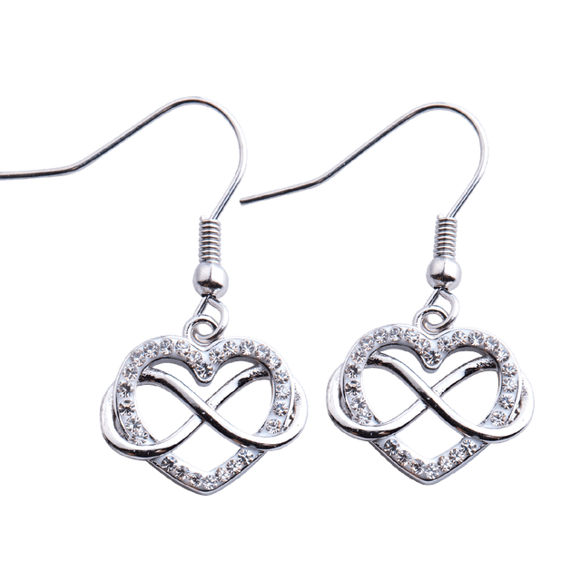 Aretes para Mujer de Acero Inoxidable LuckyLy, Corazón Infinito con Zirconia Cúbica, Modelo Natty plateado UNITALLA