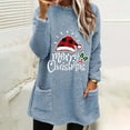 thumbnail image 1 of Qertyioot Hauts Grande Taille pour Femmes, Blouse de Noël Col Rond et Hiver Ample avec Poche Imprimée Manches Longues, 1 of 4