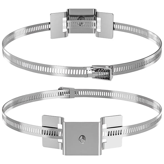 Adjustable Sign Mounting Bracket Set for Pole, 304 Stainless Steel, 2 Pcs with Bolts & Clamps, Fits 4-15 In Pole, Ideal for CCTV, Solar Panels, Signage, and More