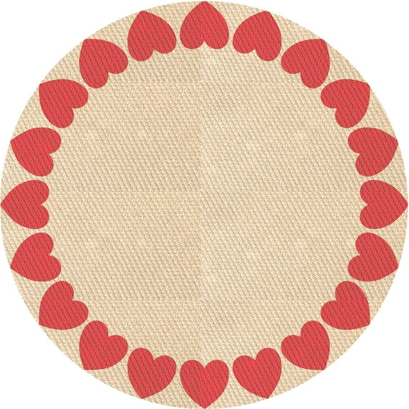 Ahgly Company Machine Washable Indoor Round Transitional Construction Cone Orange Area Rugs, 4' Round