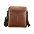 thumbnail image 3 of Premium Textured Leather Crossbody Bag with Adjustable Strap, Lightweight Spacious Handbag for Travel and Work, Coffee Brown, 11x9.8x2.4in, 3 of 6