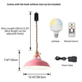 thumbnail image 3 of FSLiving Industrial Pink Metal Pendant Light with Rechargeable Battery Operated LED Bulb Adjustable Wire Length Hanging Light RGB Mode Dimmable Timing Lighting Fixtures for Kitchen Factory - Set of 3, 3 of 5