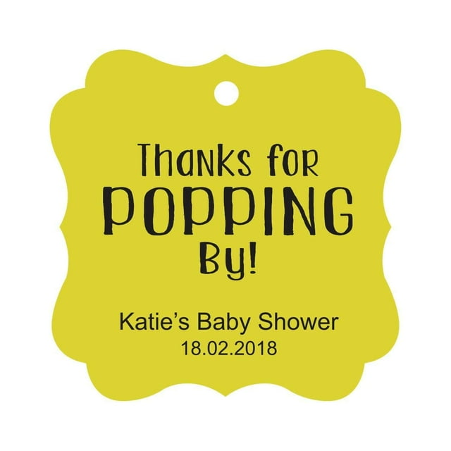 Darling Souvenir Personalized Baby Shower Favor Tags Custom Thanks For Popping By Custom Hang Tags-Yellow-50 Tags