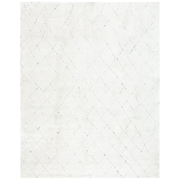 SAFAVIEH Martha Stewart Lucia Rihanna Diamond Shag Area Rug, Light Grey/White, 8' x 10'