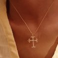 thumbnail image 3 of GDCOIN Cross Necklace for Women 14K Gold Plated CZ Cross Pendant Necklace Byzantine Style Handmade Crucifix Chain Necklace Jewelry Gift, 3 of 8