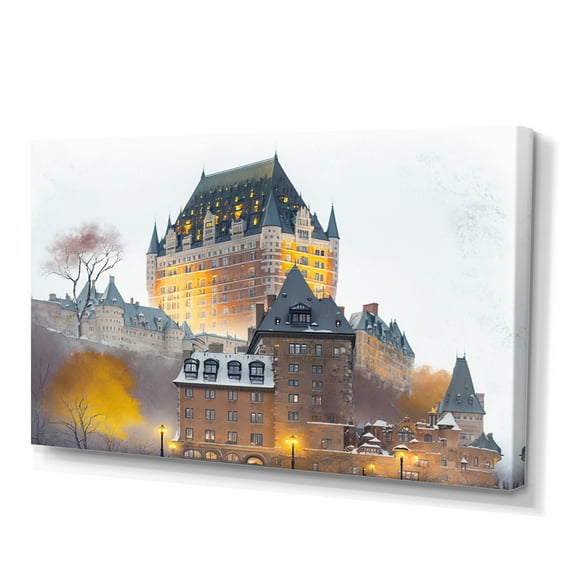 Designart Fall Season Chateau Frontenac I Canvas Wall Art