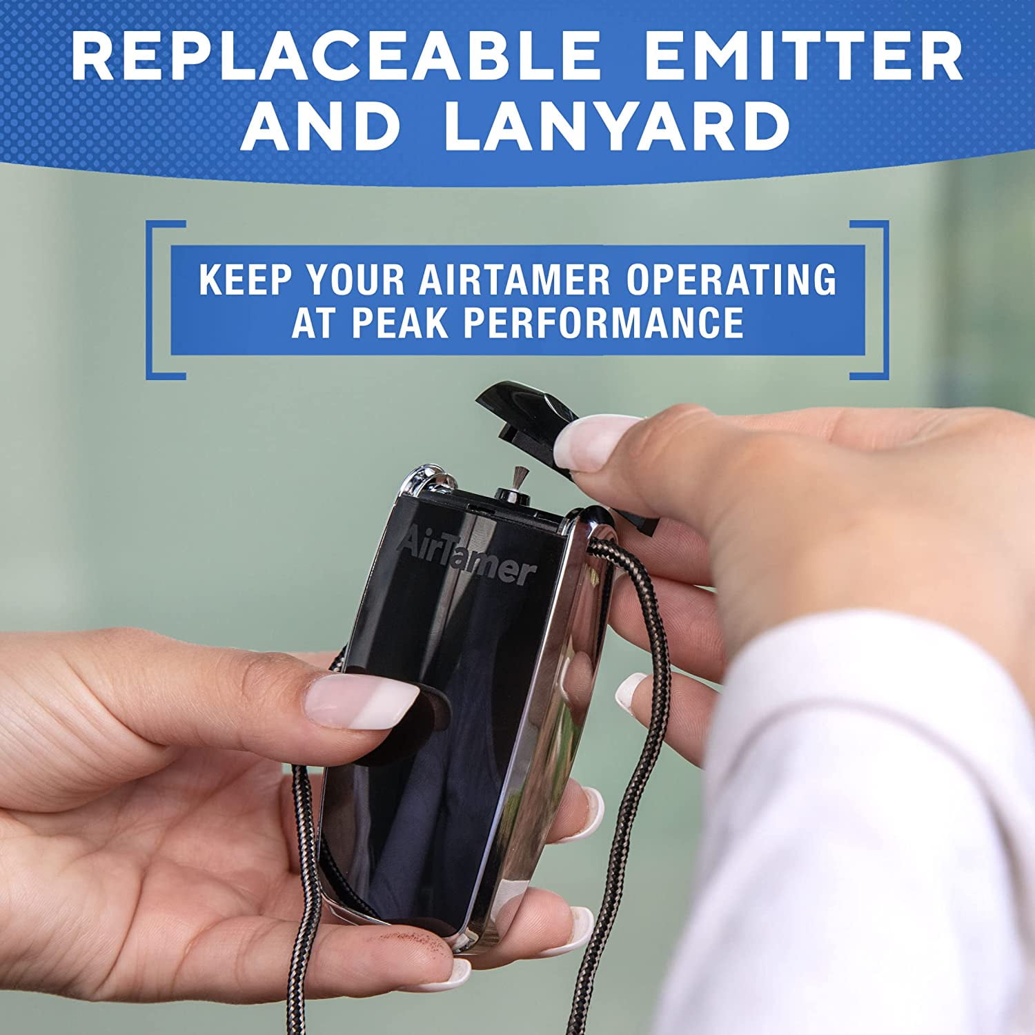AirTamer A320 Rechargeable Personal Air Purifier, Proven Performance, Virus and Pollutant Tested*, Black with Leather Travel Case