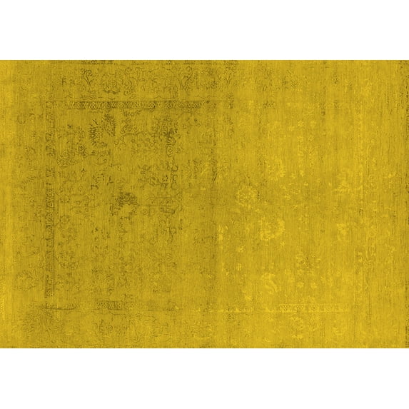 Ahgly Company Machine Washable Indoor Rectangle Oriental Yellow Industrial Area Rugs, 2' x 5'