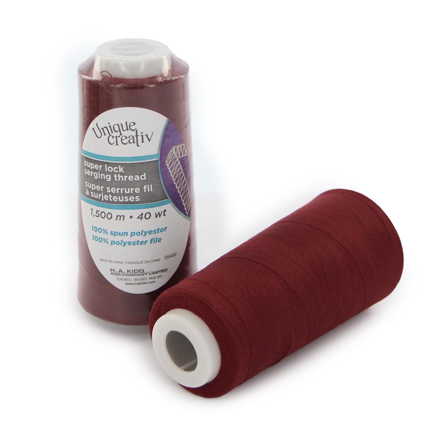UNIQUE CREATIV TRULOCK Serging Thread — 100% Polyester, 40 wt, 1500 m Cone for Overlock Machines