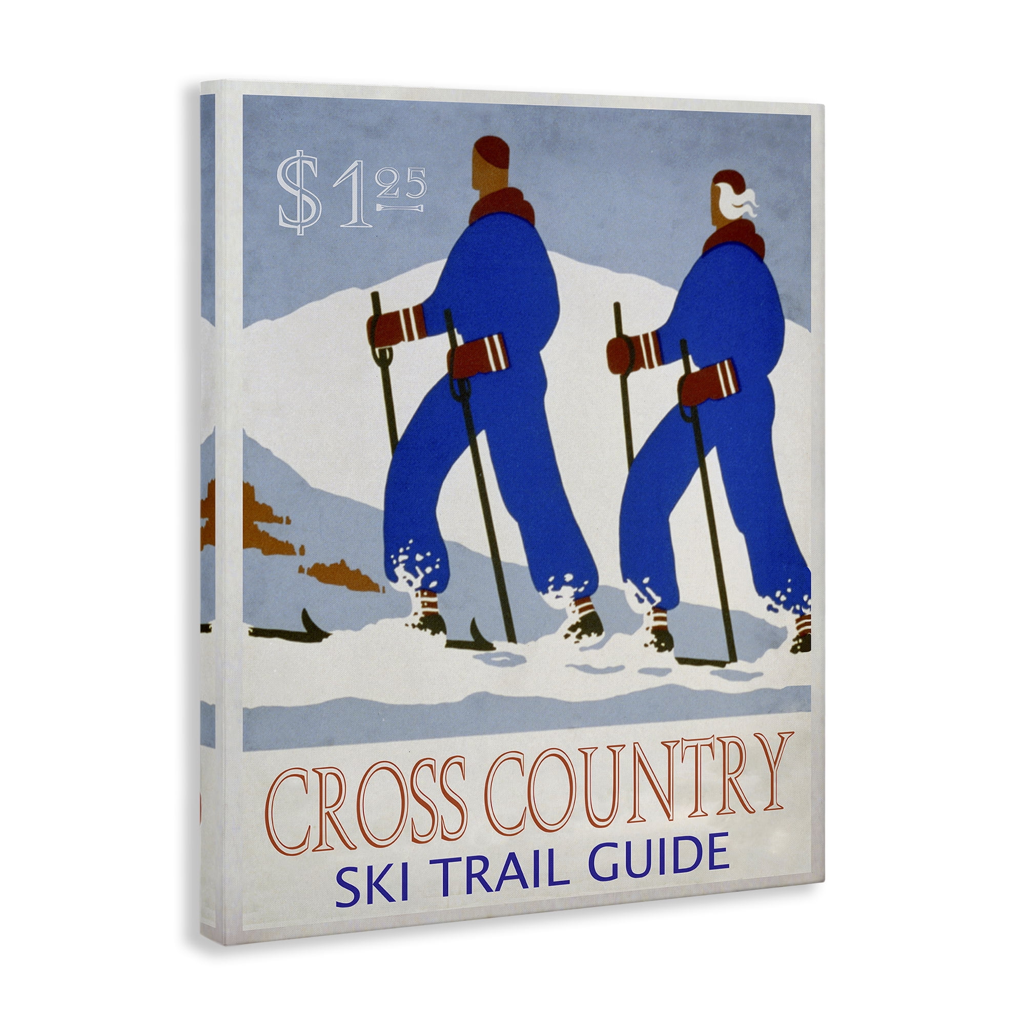 Stupell Industries Vintage Cross Country Ski Sports Painting Gallery Wrapped Canvas Art Prints Wall Art, 24 x 30