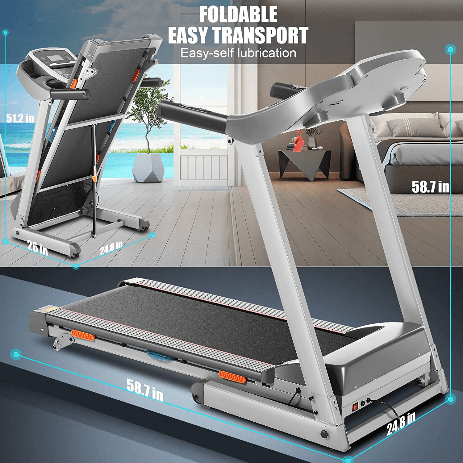 Buy Ancheer Treadmill, 3.0HP Bluetooth+12 Running Program Electric