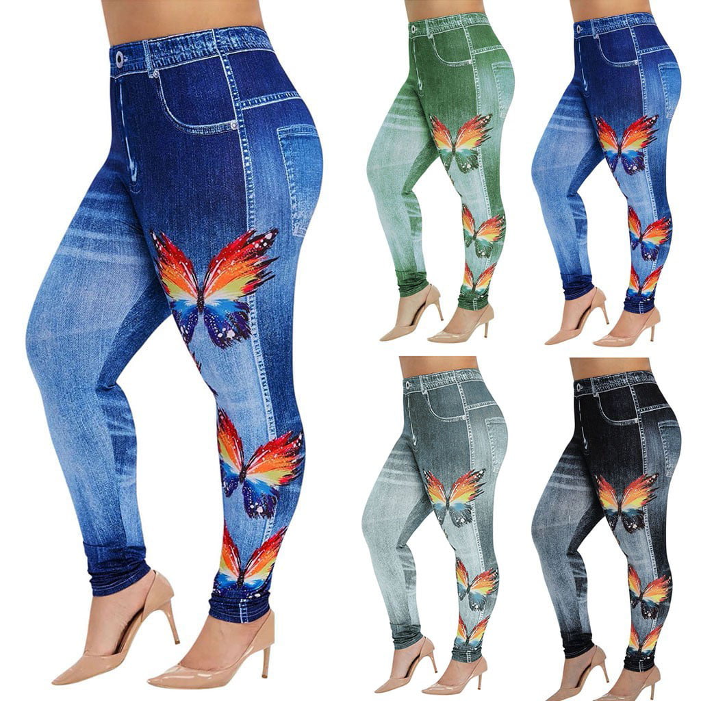 VerPetridure Clearance Jeggings for Women High Waist Tummy Control Denim  Yoga Pants with Pockets Plus Size Stretchy Jeans Leggings 