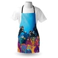thumbnail image 4 of Deep Sea Apron, Scuba Diving Themed Cartoon Graphic of Divers with Vivid Coral and Fishes, Unisex Kitchen Bib with Adjustable Neck for Cooking Gardening, Adult Size, Sky Blue Multicolor, by Ambesonne, 4 of 4