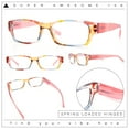 thumbnail image 2 of Fancy Narrow Rectangle Spring Hinge Light Weight Plastic Reading Glasses Pink +2.5, 2 of 7