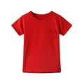 thumbnail image 2 of Jinhomg Cute Tops for Big Kids Casual Comfy Short Sleeve Crew Neck T-Shirts Boys Girls Plain Solid Spring Summer Shirts with Love Heart Pockets Red 5 Years, 2 of 7