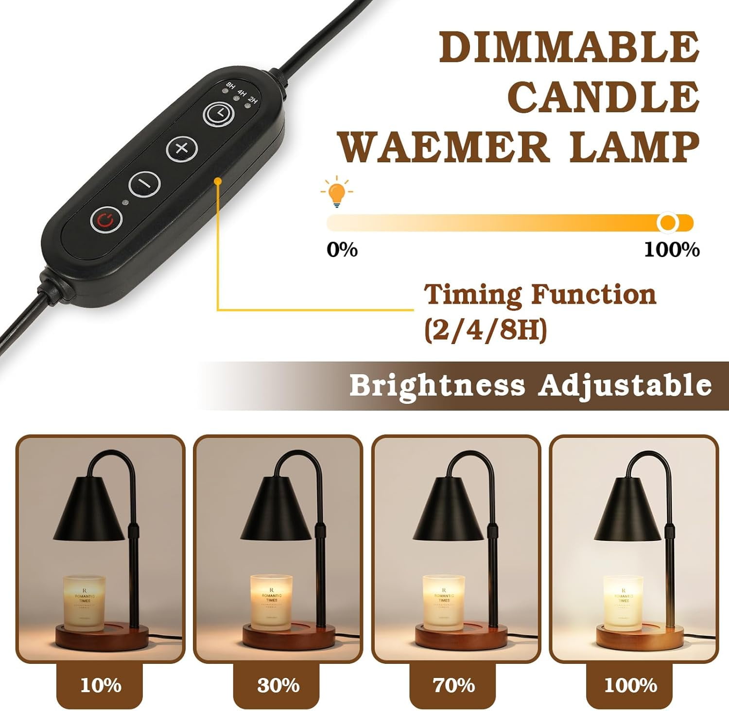 Funistree Candle Warmer Lamp with Timer Dimmable, Modern Candle Warmer Black Candles Lamp for Jar Candle, Gifts for Women Mom Wife, New Home Decor