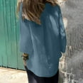 thumbnail image 5 of Fesfesfes Women's Comfy Blouses Fashion Solid Color Button-Front Long-Sleeve Round Neck T-shirt Loose Breathable Straight Hem Tee(Light Blue,XL), 5 of 8