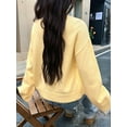 thumbnail image 6 of Women Turtle-Neck Sweater Chunky Long Sleeve Knitted Pullover High Low Hem Trendy Fall Winter Top Light Yellow L, 6 of 9