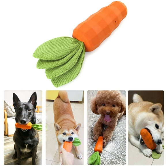 Luxtrada Dog Squeaky Chew Toys for Aggressive Chewers, Rubber Carrot Dog Toys