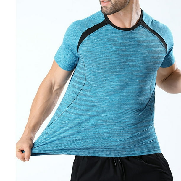 pstuiky camisetas para hombre, Camiseta deportiva informal de cuello redondo y color liso para hombre, lavada y desgastada camisas casuales para hombre xxxl