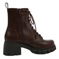 thumbnail image 3 of Soda Wome's Faux Leather Lace Up Combat Lug Sole Ankle Bootie, Brown ,  8 M US, 3 of 5