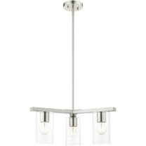 3 Light Brushed Nickel Chandelier with Clear Glass Shade