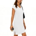 thumbnail image 4 of Miluxas Women Summer Casual V Neck Cap Sleeve T Shirt Dress Business Elegant Work Clothes Beach Vacation Dress White, 4 of 6