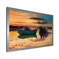thumbnail image 2 of Boat At The Lake During Evening Glow I 32 in x 16 in Framed Painting Canvas Art Print, by Designart, 2 of 4