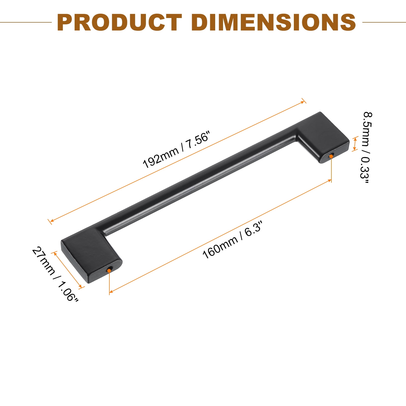Drawer Pulls, 6Pcs 6" - Aluminum Alloy Kitchen Cabinet Handles, Rectangle Furniture Hardware Solid Handles for Wardrobe Cupboard (Matt Black)