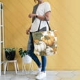 thumbnail image 6 of Open Top Canvas Tote Bag with Zipper Reusable Shopping Bag 13.5x15" Roomy Carryall Vintage Pumpkin with Leaves, 6 of 9