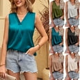 thumbnail image 3 of Fjuchai Womens Silk Stain Shirt Tops for Female Sleeveless Tees Summer V-Neck T-Shirt Shirt S-XXL, 3 of 9
