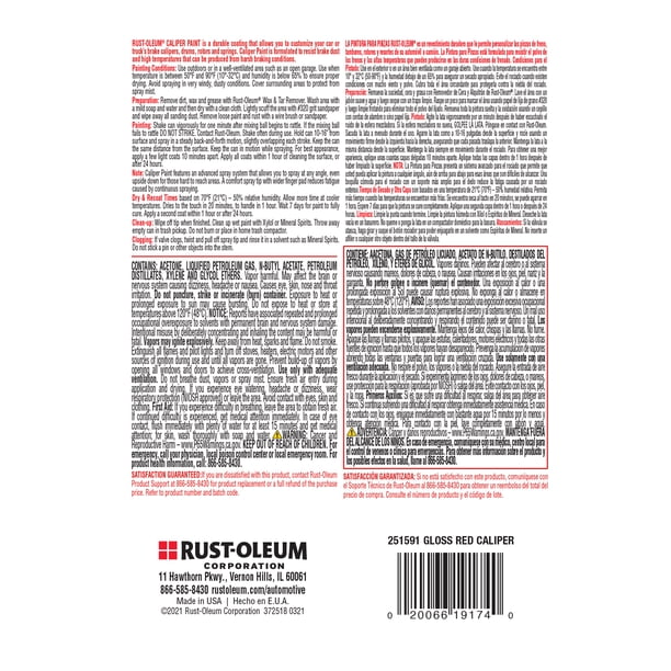 Rust-Oleum, Automotive Caliper Paint Spray, 251591, Red - Walmart.com