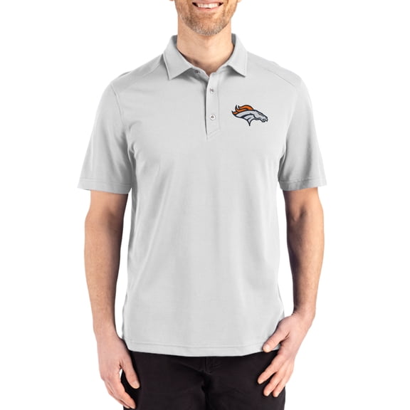 Men's Cutter & Buck Gray Denver Broncos Big & Tall Advantage Refresh Epic Confidence Recycled Tri-Blend Pique Polo