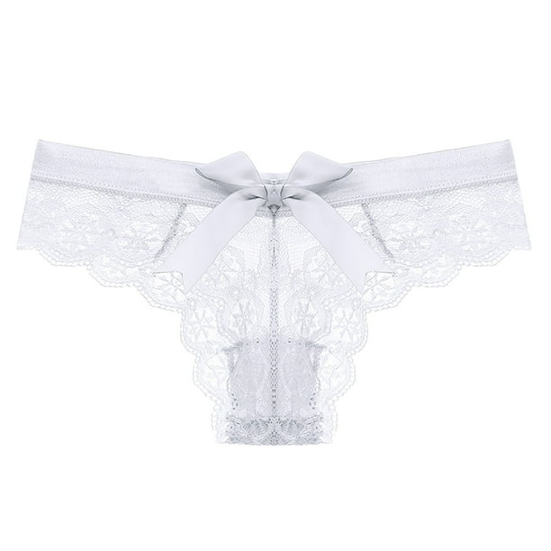 Gibobby Paquete de Tanga para dama Bragas transparentes de cintura con de de encaje para mujer(Blanco,XL)