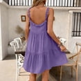 thumbnail image 6 of Smsaxvxz Summer Backless Mini Dresses for Women Fashion Solid V Neck Spaghetti Strap Casual Beach Vacation Sundress Purple XL, 6 of 8