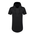 thumbnail image 2 of UVEASISHA Short Sleeve Hoodie for Men Hipster Hip Hop Hooded Tshirt Longline Drawstring Pullover Hoodies Black XXL, 2 of 7