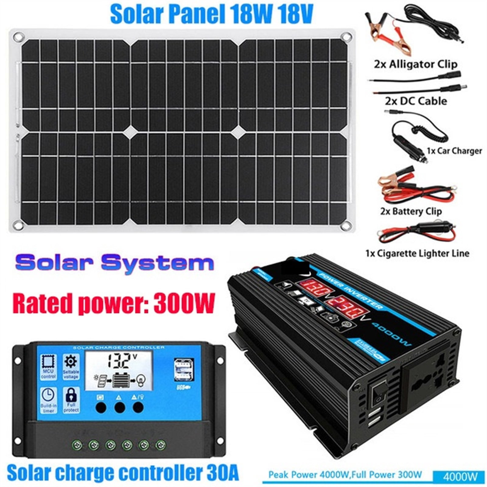 110-220 Solar Battery Inverter 4000W/6000W Solar Panel 18W Controller LED Display Solar Inverter Battery Smart Charging Board ,Powerful Output