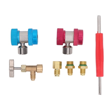 28 Pc R134a AC Service Kit – Quick Coupler Adapters, Can Taps, Valve Core Tool For Car Air Conditioning Repair