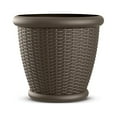 thumbnail image 1 of Suncast Willow 18 Inch Diameter Resin Decorative Wicker Patio Planter Pot, Java, 1 of 8