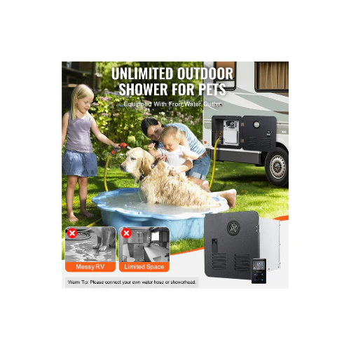 Space Saving RV Tankless Water Heater 42,000 BTU With Remote Black Finish TMRVQ-05010242