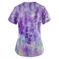 thumbnail image 3 of EHTMSAK Scrubs Tops 3xi Floral with Pocket Working Uniform Short Sleeve V Neck Workwear Blouse T-Shirt with Pockets on Clearance Purple 5X, 3 of 3