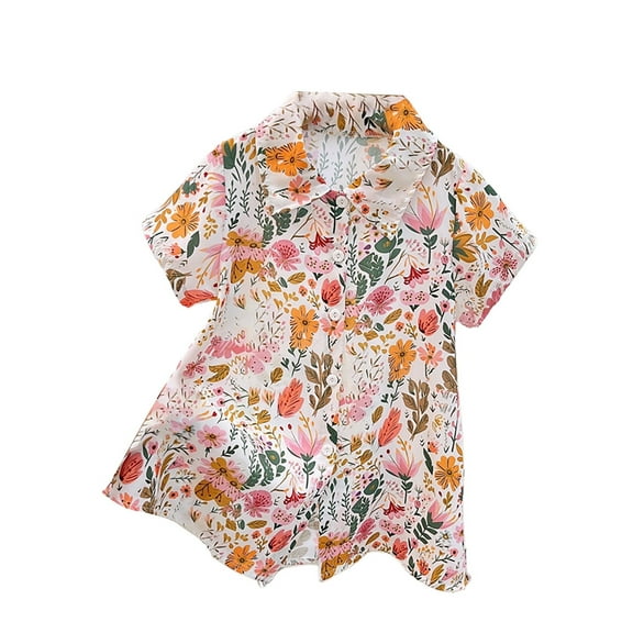MEZZALL Girls' Light Weight Floral Printed Blouse Cardigan And Dress With Full Prints Of Flowers 4-5 Years Comfort Kids Wear