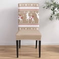 thumbnail image 5 of Chair Covers for Dining Room Set of 6,Xmas Reindeer Winter Snow Stretch Seat Protector Removable Washable Chairs Slipcovers for Kitchen Banquet Wedding Hotel,Snowflake Retro Geometric on Red, 5 of 6
