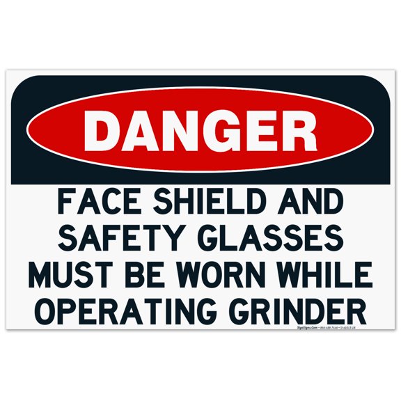 Grinder Safety Sign, With Danger Header 24x36 Corrugated Plastic
