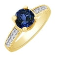 thumbnail image 2 of AFFY (2.21ct) Round Cut Simulated Blue Sapphire & White Diamond Engagement Ring In 14k Solid Gold With Ring Size 5, 2 of 2